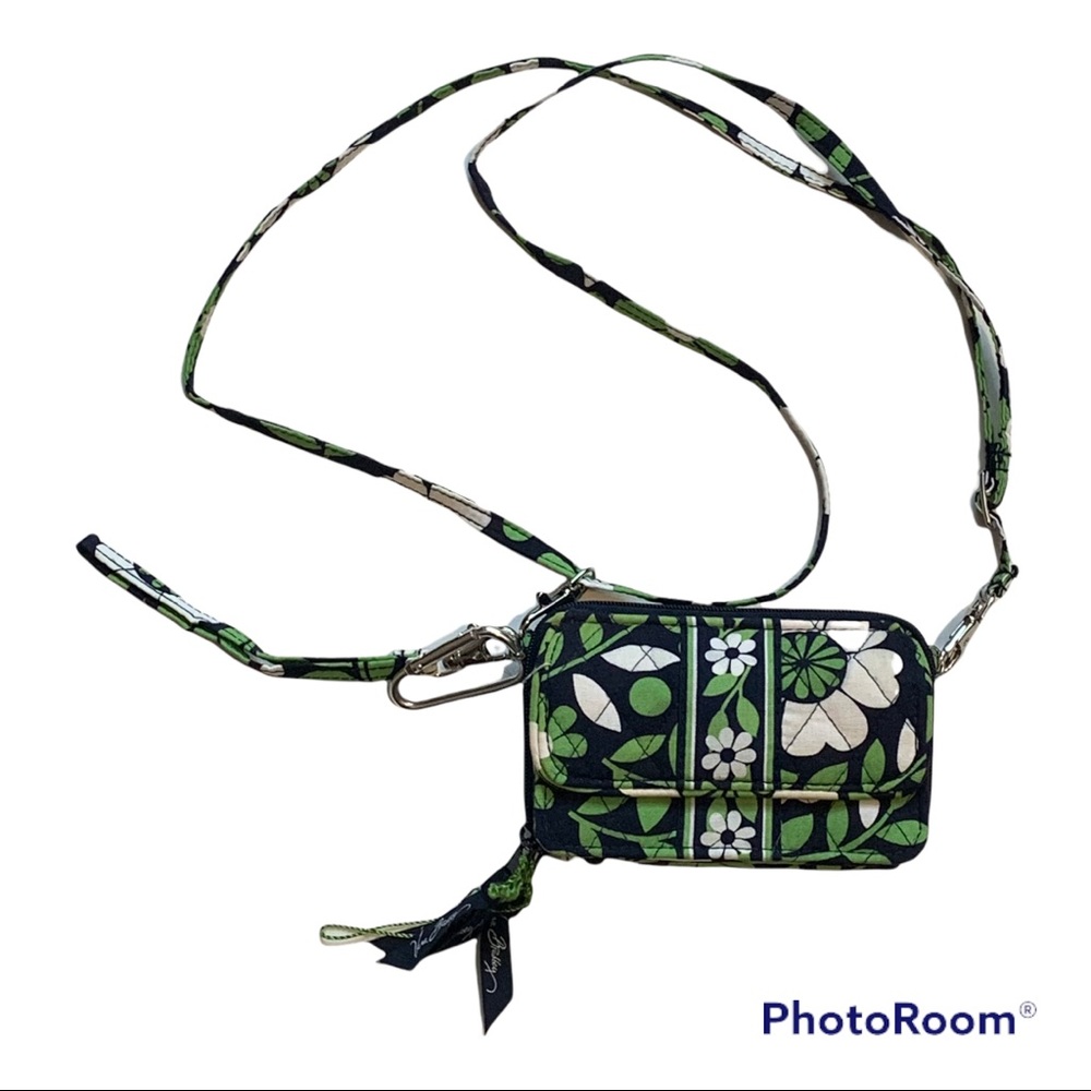 Vera Bradley Wallet Wristlet Crossbody Navy Green White NWOT